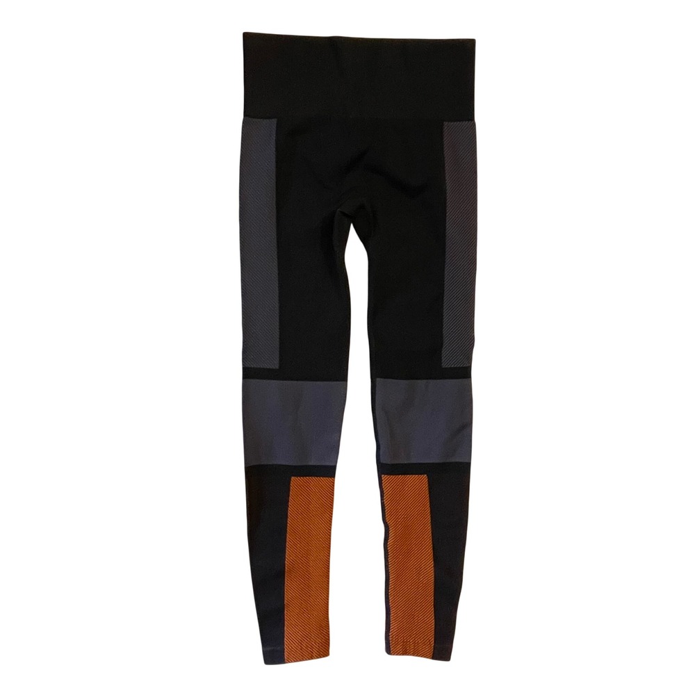 JoyLab Women Size Small Colorblock Seamless High Rise Leggings Black Grey Orange